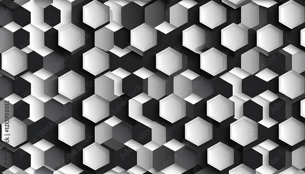 Poster abstract grayscale hexagonal geometric pattern design