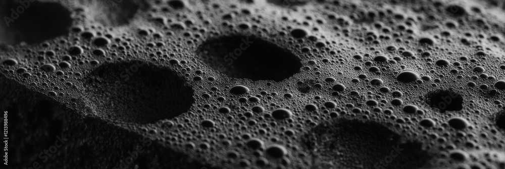 Poster surface with dark liquid creating a smooth, glossy texture and reflecting light in an abstract displ