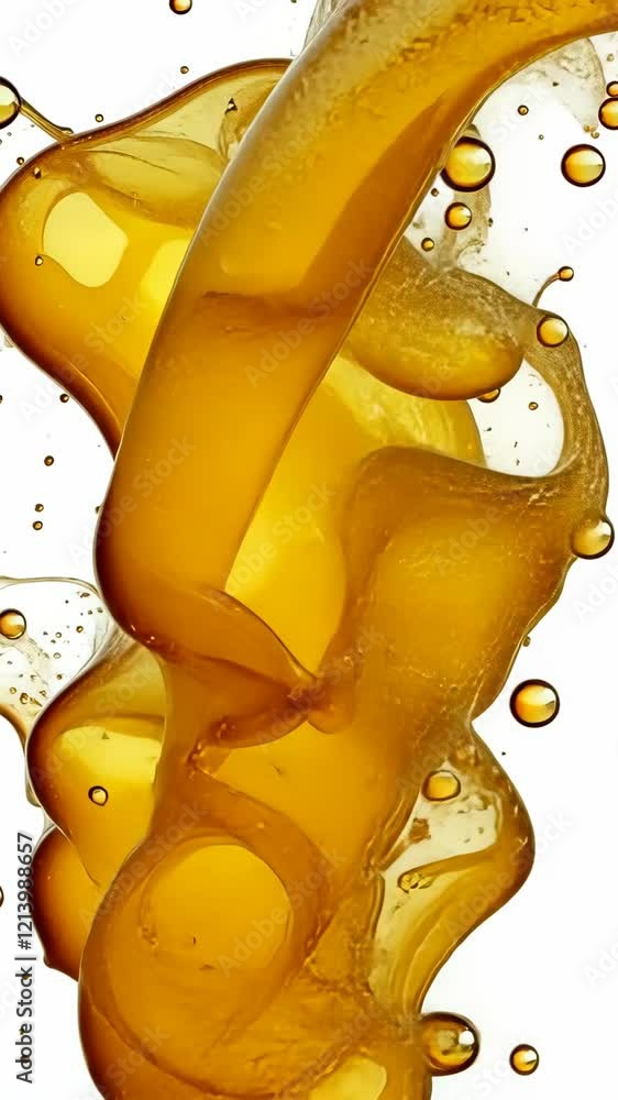 Aufkleber liquid amber swirls with bubbles revealing intricate patterns and textures in a dynamic flow