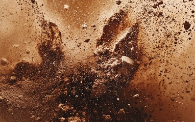 Nutmeg with subtle brown powder splashes.