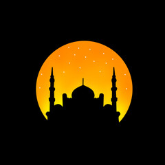 Ramadan background, mosque silhouette illustration, black color vector 