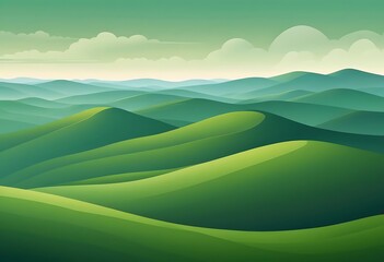 Obraz premium Serene Green Hills Under a Calm Sky