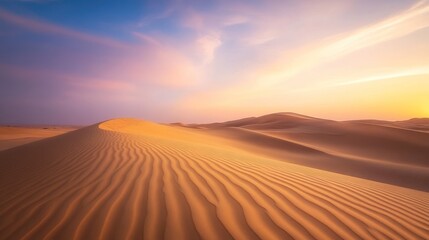 Golden Desert Dunes Under a Sunset Sky