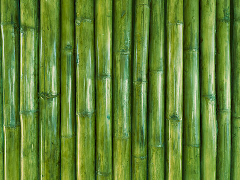 Vibrant Green Bamboo Wall Vertical Pattern Texture