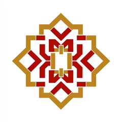 Obraz premium Abstract Geometric Red and Gold Starburst Mandala Design