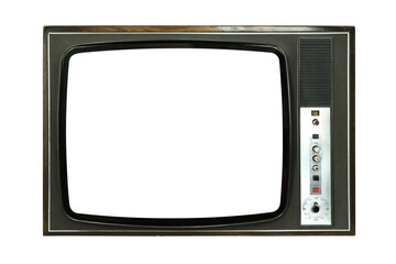 Old tv on isolated. Retro technology concept. Blank screen for text.