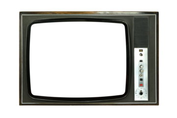 Old tv on isolated. Retro technology concept. Blank screen for text.