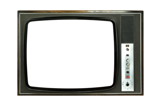 Old tv on isolated. Retro technology concept. Blank screen for text.