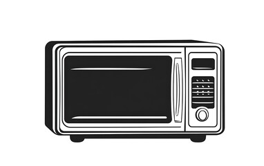 Vintage Microwave Illustration, Kitchen Appliance, Black and White