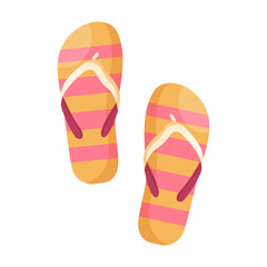 Cartoon beach slippers on white background