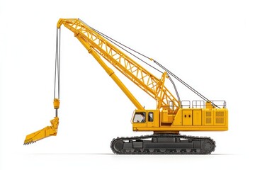 Crawler Crane isolated on white background. Crane icon. Heavy Machinery isolated on white. Construction Crane. Crawler Crane Design Element. Crane Vehicle Isolated for Designers.	