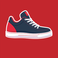 Pair of women's fashion ugly sneakers with big clunky sole. Side view of modern and trendy sports footwear. Colored flat vector illustration of stylish footgear isolated on white background