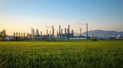 Industrial Landscape at Sunset