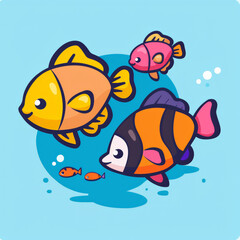 Fototapeta premium Brightly colored tropical fish swimming in vibrant underwater scene