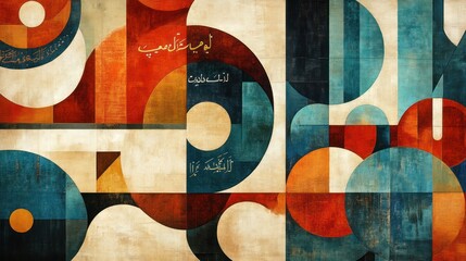 Abstract Geometric Artwork With Arabic Calligraphy