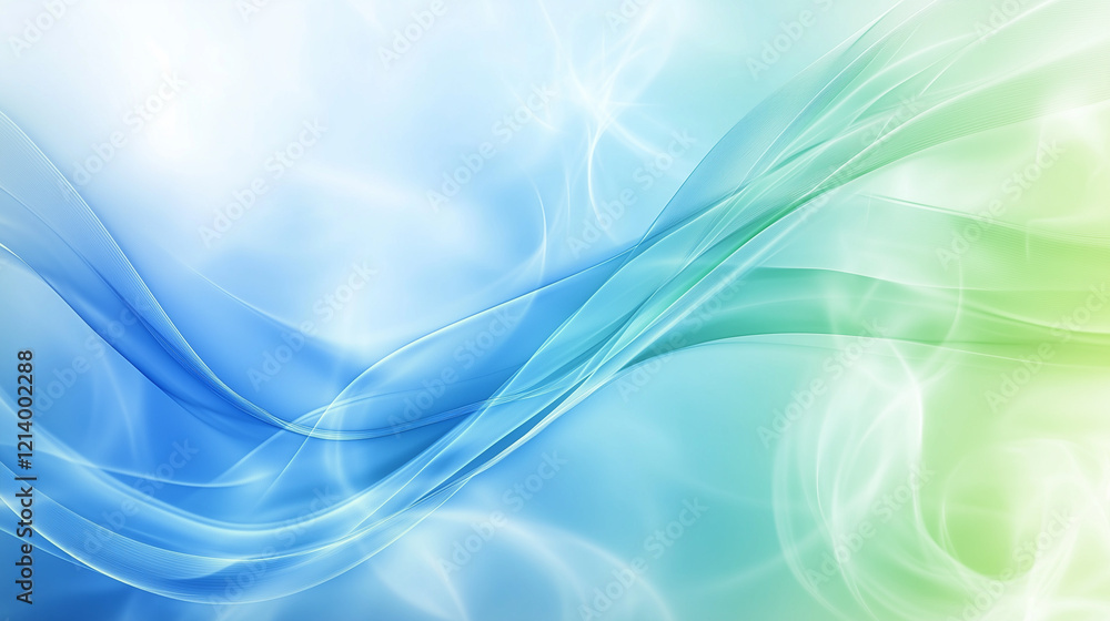 Poster abstract flowing lines in blue and green. a smooth and elegant abstract background with flowing line