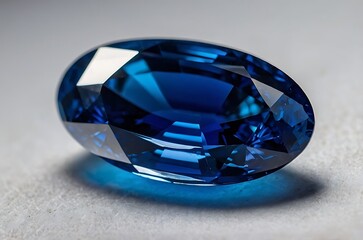 Fototapeta premium Luxurious blue sapphire gemstone sparkling under soft light, showcasing elegance and detail in craftsmanship