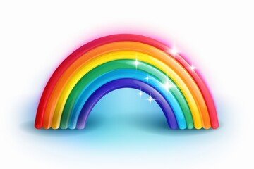 Colorful rainbow arching whimsically over a serene blue background. Generative AI