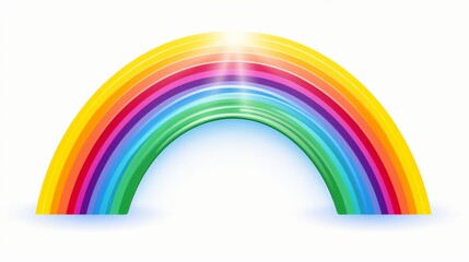 Vibrant rainbow arches across a bright, cheerful landscape. Generative AI