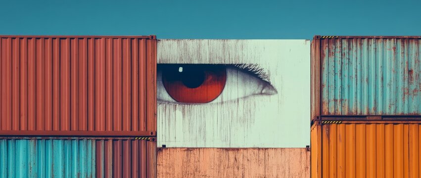 Colorful stacked cargo containers at a busy port highlighting global trade and logistics operations under a clear blue sky