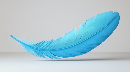 A Single Light Blue Feather Floating Gently