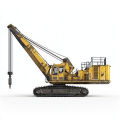 Fototapeta premium Crawler Crane isolated on white background. Crane icon. Heavy Machinery isolated on white. Construction Crane. Crawler Crane Design Element. Crane Vehicle Isolated for Designers. 