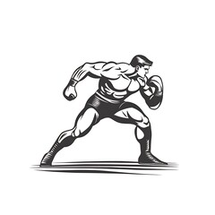 Powerful Boxer in Action, Silhouette Style, Sports Illustration, Graphic Design