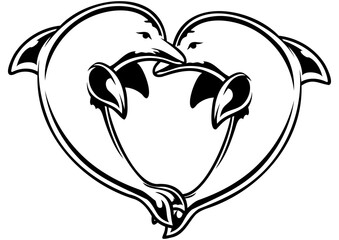 Dolphin Heart Ocean Love Aquatic Mammal