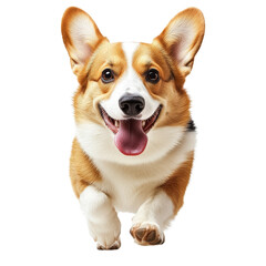 Happy Corgi Dog Running with Joyful Expression in Sunshine