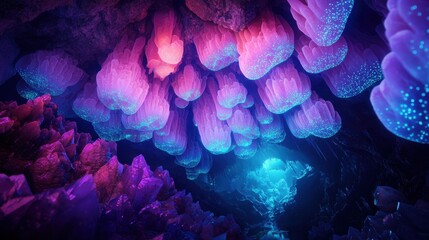 Enchanting Crystal Cave with Glowing Formations