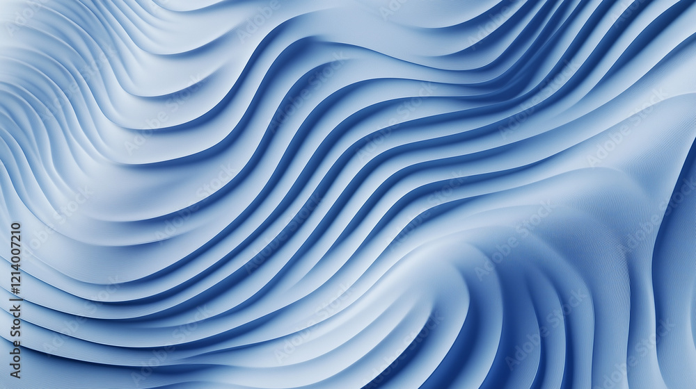 Poster smooth blue wavy texture: a soft and undulating abstract background with smooth, flowing waves in sh