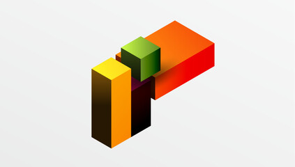 Obraz premium Sleek abstract design featuring isometric 3D blocks in a clean, modern composition. Perfect for tech-inspired themes, with vibrant colors and geometric precision