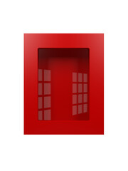 Empty emergency box. Isolated. Transparent background. Red color. 3d illustration.
