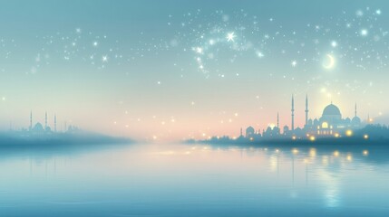 Serene Mosque Cityscape at Peaceful Twilight
