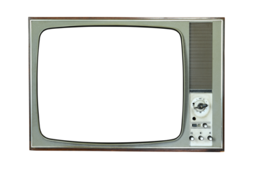 Old tv on isolated. Retro technology concept. Blank screen for text.