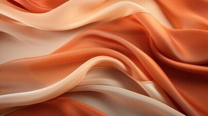 Flowing silk drapes in warm hues showcasing texture and elegance at sunset. Generative AI