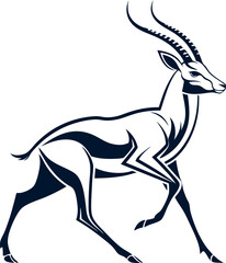 Vector silhouette image of an antelope.