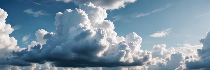 Fototapeta premium Cloudy sky with scattered blue and white clouds, atmospheric conditions, natural scenery