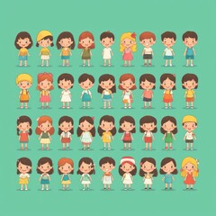 Here are 60 cute small children prompts, isolated on solid color backgrounds with a variety of isolated colors for each: --q 2 - Image #1 @NUSRAT