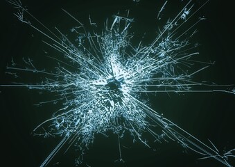 Cracked glass on a black background