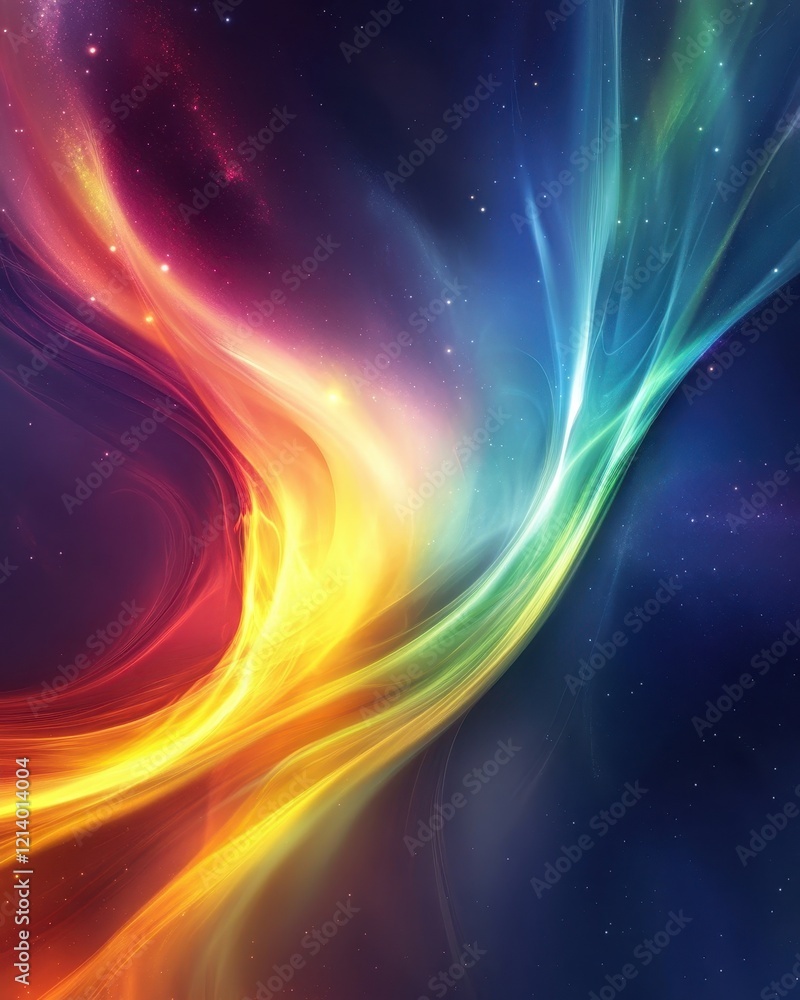 Poster abstract colorful light swirls and stars background with gradient effects