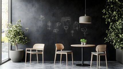 Minimalist industrial style workspace with natural elements modern furniture and sleek decor  Cozy and professional environment for creative or home office setup