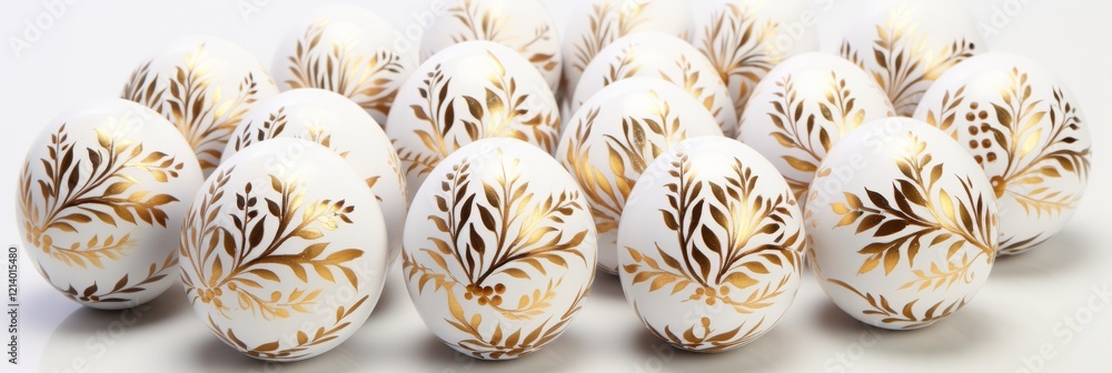 Poster decorative eggs showcase intricate designs in an artistic display. generative ai