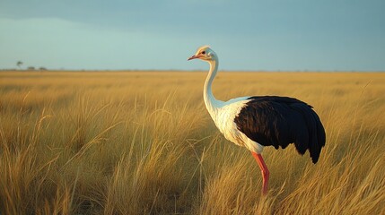 Fototapeta premium Safari bird, grassland sunset, wildlife scene, nature photography