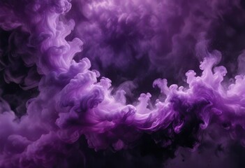 Fototapeta premium Ethereal and mysterious dark swirling smoke wave background with purple and black clouds , black, atmospheric