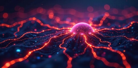 Intricate web of glowing lines linking financial hubs , world, glowing