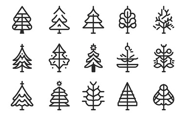 Obraz premium Abstract Christmas Tree Icons Set