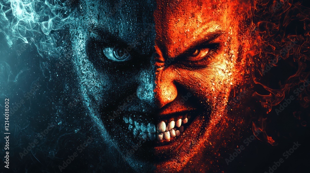 Poster a visual concept of jealousy with contrasting images of happiness and envy.