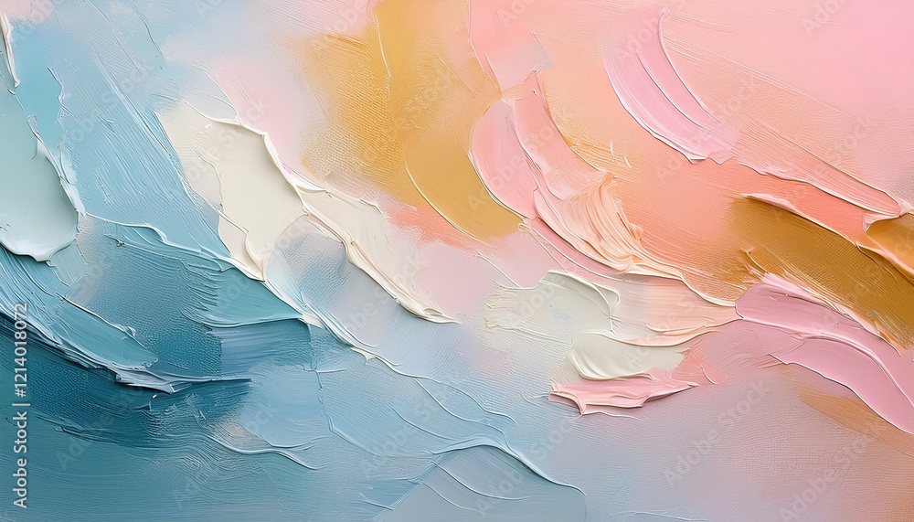 Aufkleber Abstract pastel oil paint with soft texture on canvas background with copy space.
