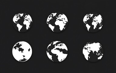 Obraz premium Simple globe icons on dark background. Possible use Web design element